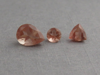Oregon Sunstone Set | 4mm Round, 5mm Trillion, 8x6mm pear | 1.72 carats | OSF230 - Oregon Sunstone - GemEnthusiast