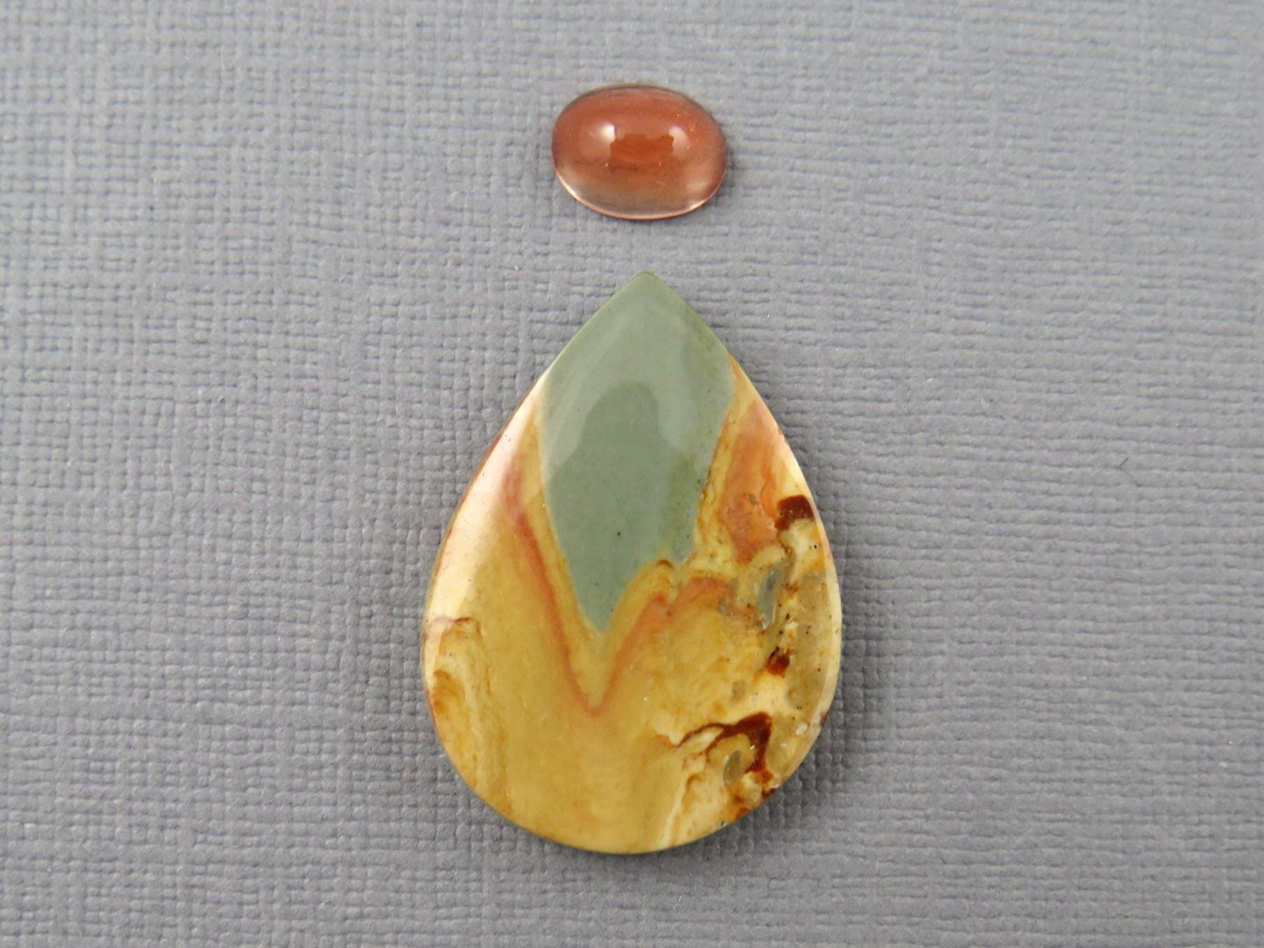 Designer Gemstone Set | Oregon Sunstone and Owyhee Mountain Jasper | SET116 - Oregon Sunstone, Owyhee Mountain Jasper - GemEnthusiast