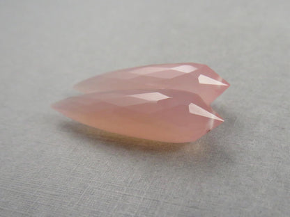 Pink Chalcedony Drops: Pair of Matched Beads B108 - Chalcedony - GemEnthusiast