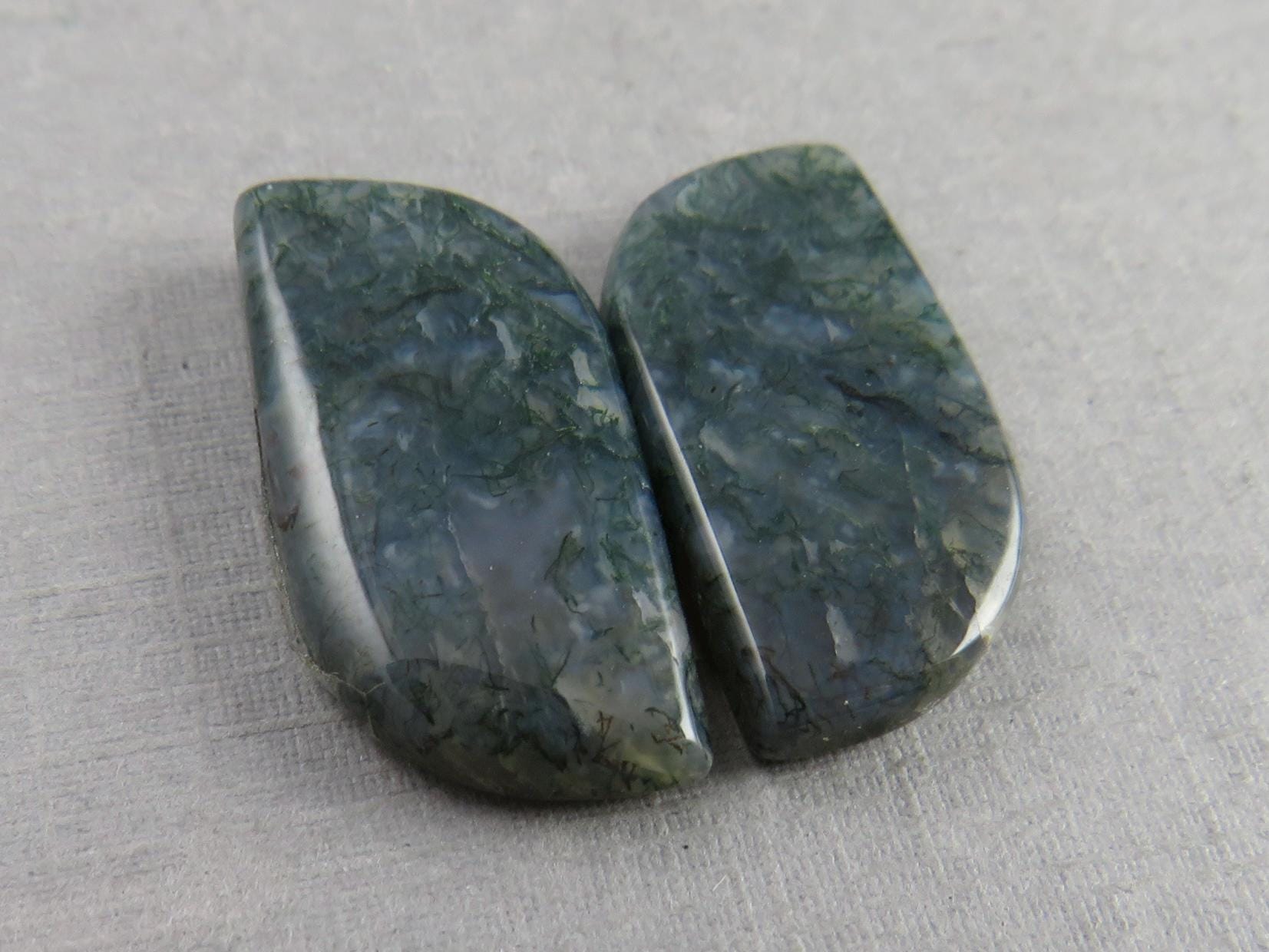 Moss Agate Rose Cut Pair | Natural Loose Gemstone | AG216 - Moss Agate - GemEnthusiast