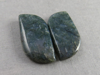 Moss Agate Rose Cut Pair | Natural Loose Gemstone | AG216 - Moss Agate - GemEnthusiast