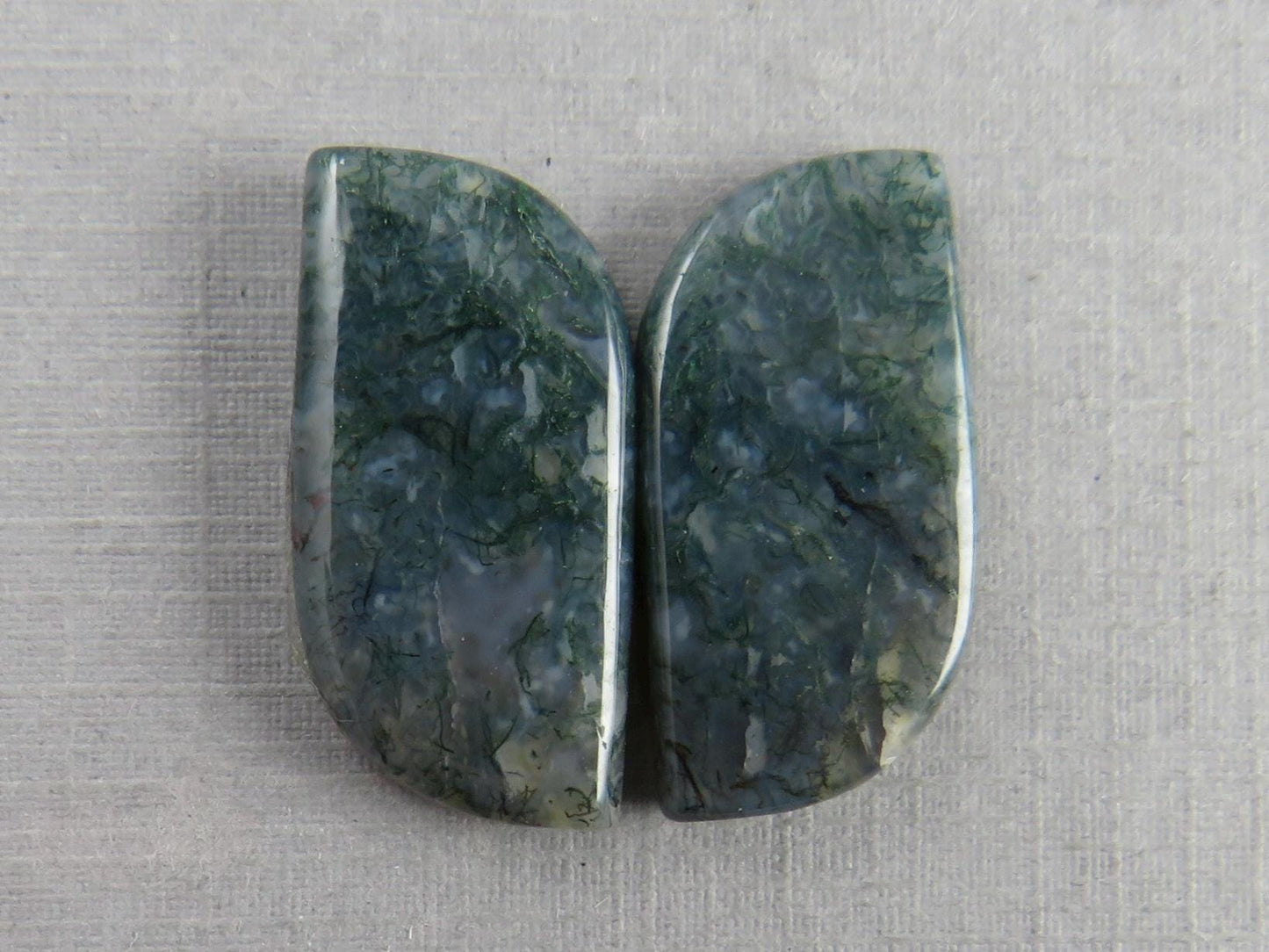 Moss Agate Rose Cut Pair | Natural Loose Gemstone | AG216 - Moss Agate - GemEnthusiast