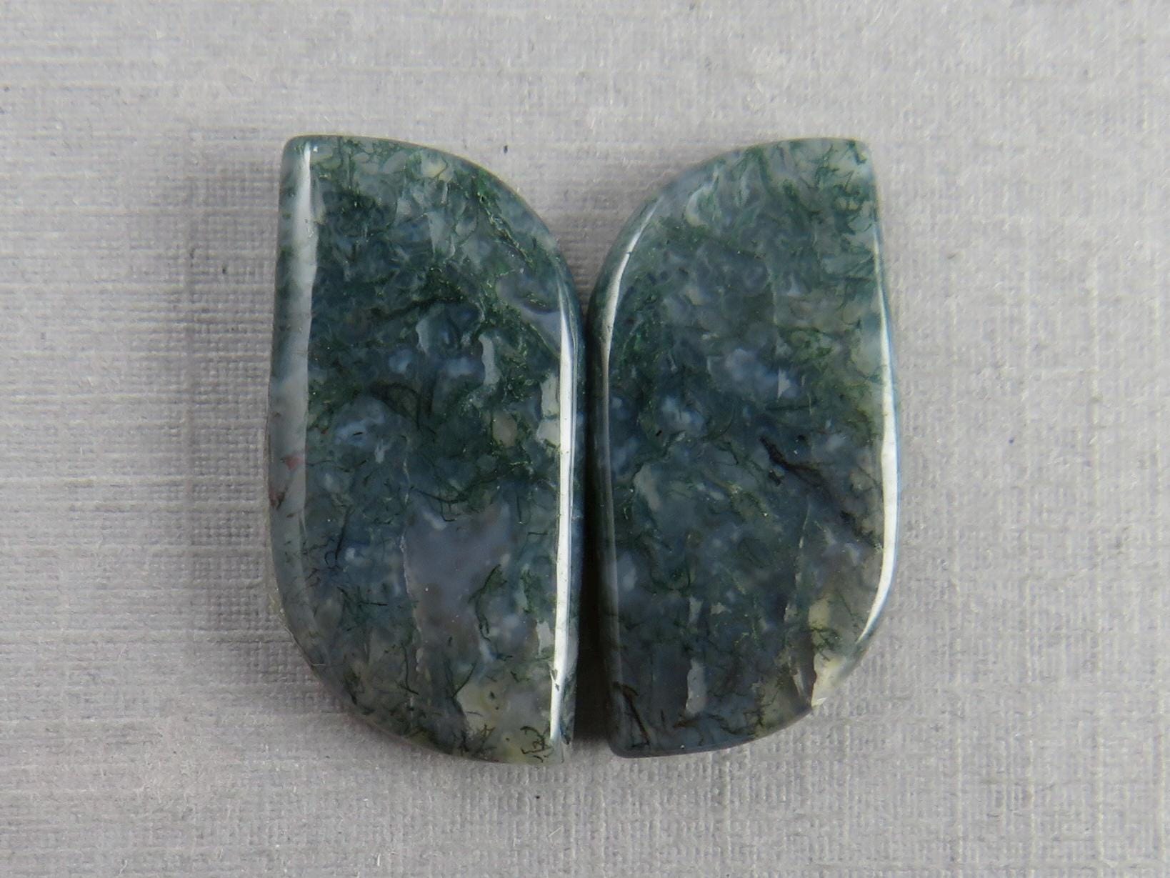 Moss Agate Rose Cut Pair | Natural Loose Gemstone | AG216 - Moss Agate - GemEnthusiast