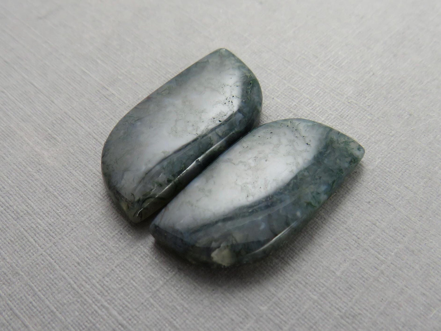 Moss Agate Rose Cut Pair | Natural Loose Gemstone | AG216 - Moss Agate - GemEnthusiast