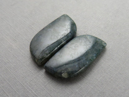 Moss Agate Rose Cut Pair | Natural Loose Gemstone | AG216 - Moss Agate - GemEnthusiast