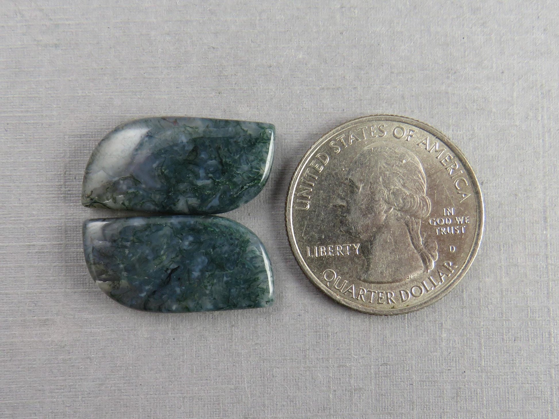 Moss Agate Rose Cut Pair | Natural Loose Gemstone | AG216 - Moss Agate - GemEnthusiast