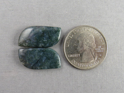 Moss Agate Rose Cut Pair | Natural Loose Gemstone | AG216 - Moss Agate - GemEnthusiast