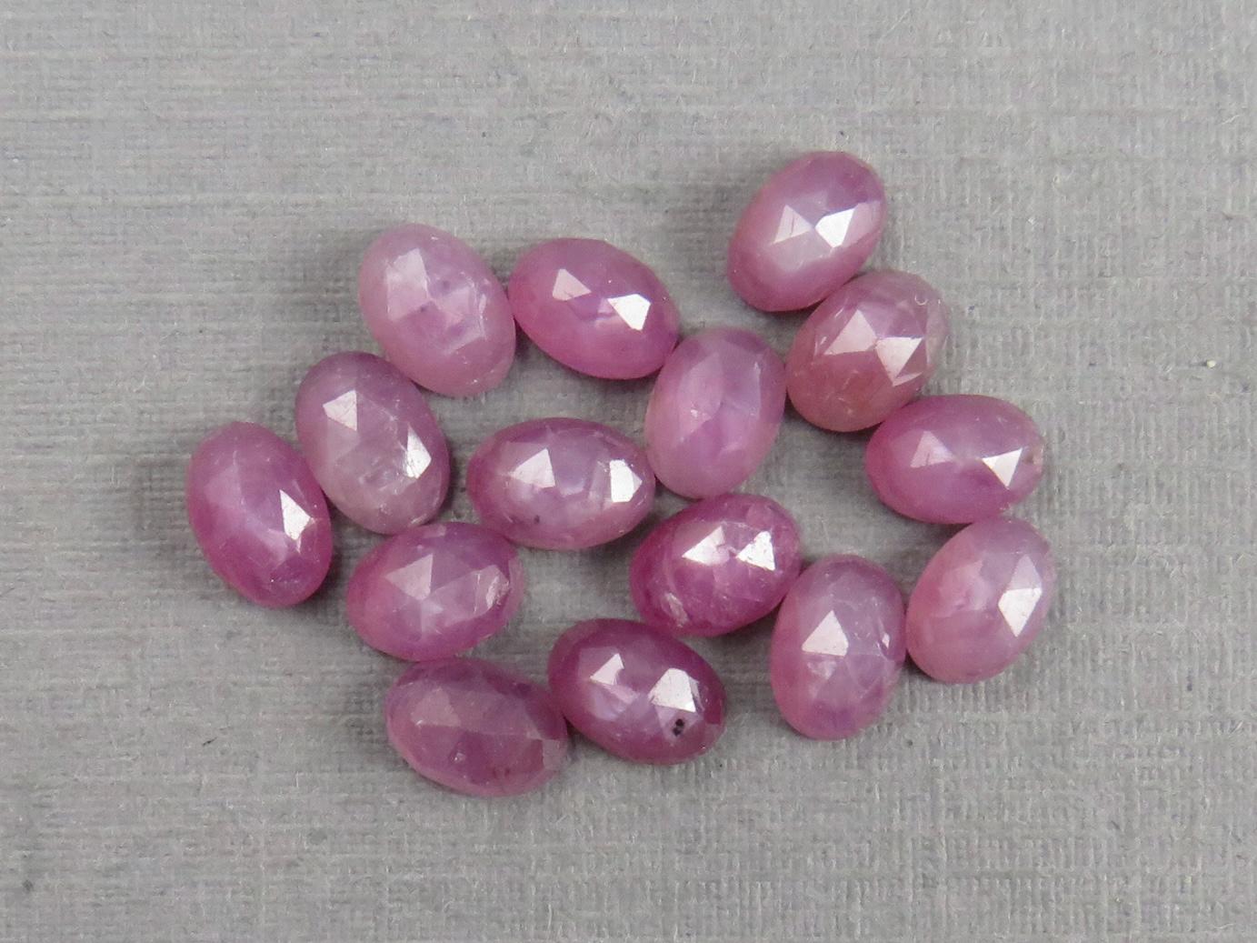 6x4 Ruby with Sheen Lot | Oval Rose Cut Cabochons | 15 Gemstones | RUS250 - Ruby - GemEnthusiast