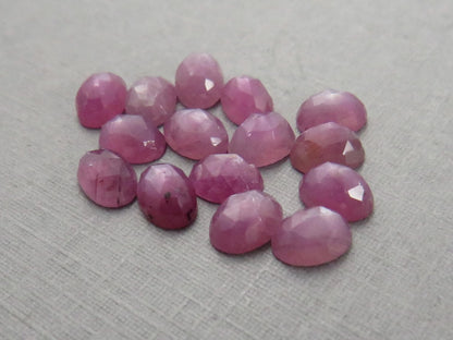 6x4 Ruby with Sheen Lot | Oval Rose Cut Cabochons | 15 Gemstones | RUS250 - Ruby - GemEnthusiast
