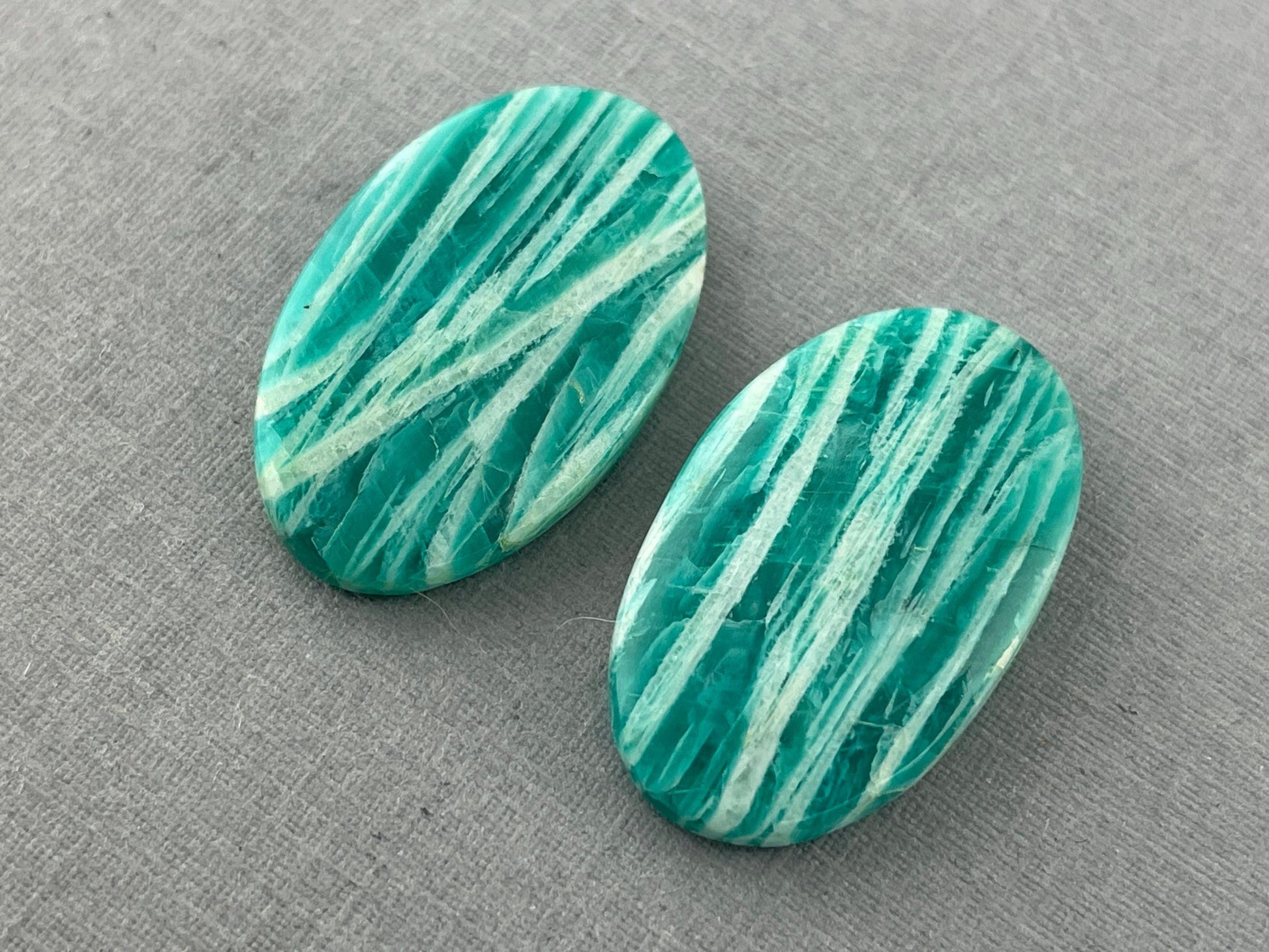 Amazonite Matched Pair Oval Cabochons | Natural Loose Gemstone | AMZ214 - Amazonite - GemEnthusiast