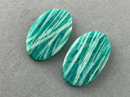Amazonite Matched Pair Oval Cabochons | Natural Loose Gemstone | AMZ214 - Amazonite - GemEnthusiast