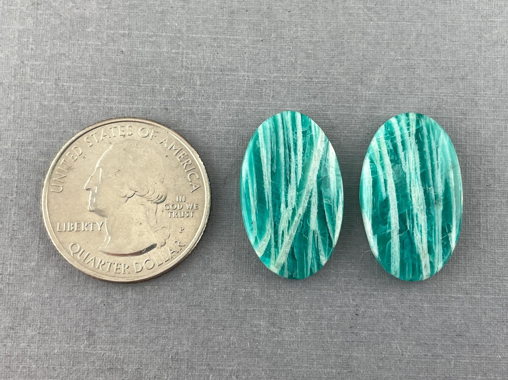 Amazonite Matched Pair Oval Cabochons | Natural Loose Gemstone | AMZ214 - Amazonite - GemEnthusiast