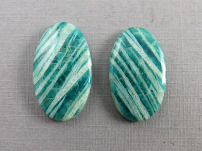 Amazonite Matched Pair Oval Cabochons | 24x14 mm | Natural Loose Gemstone | AMZ220 - Amazonite - GemEnthusiast