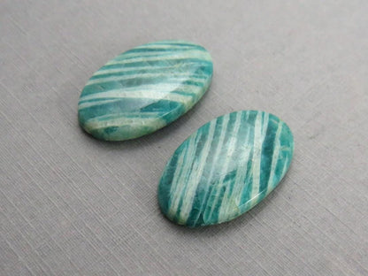 Amazonite Matched Pair Oval Cabochons | 24x14 mm | Natural Loose Gemstone | AMZ220 - Amazonite - GemEnthusiast