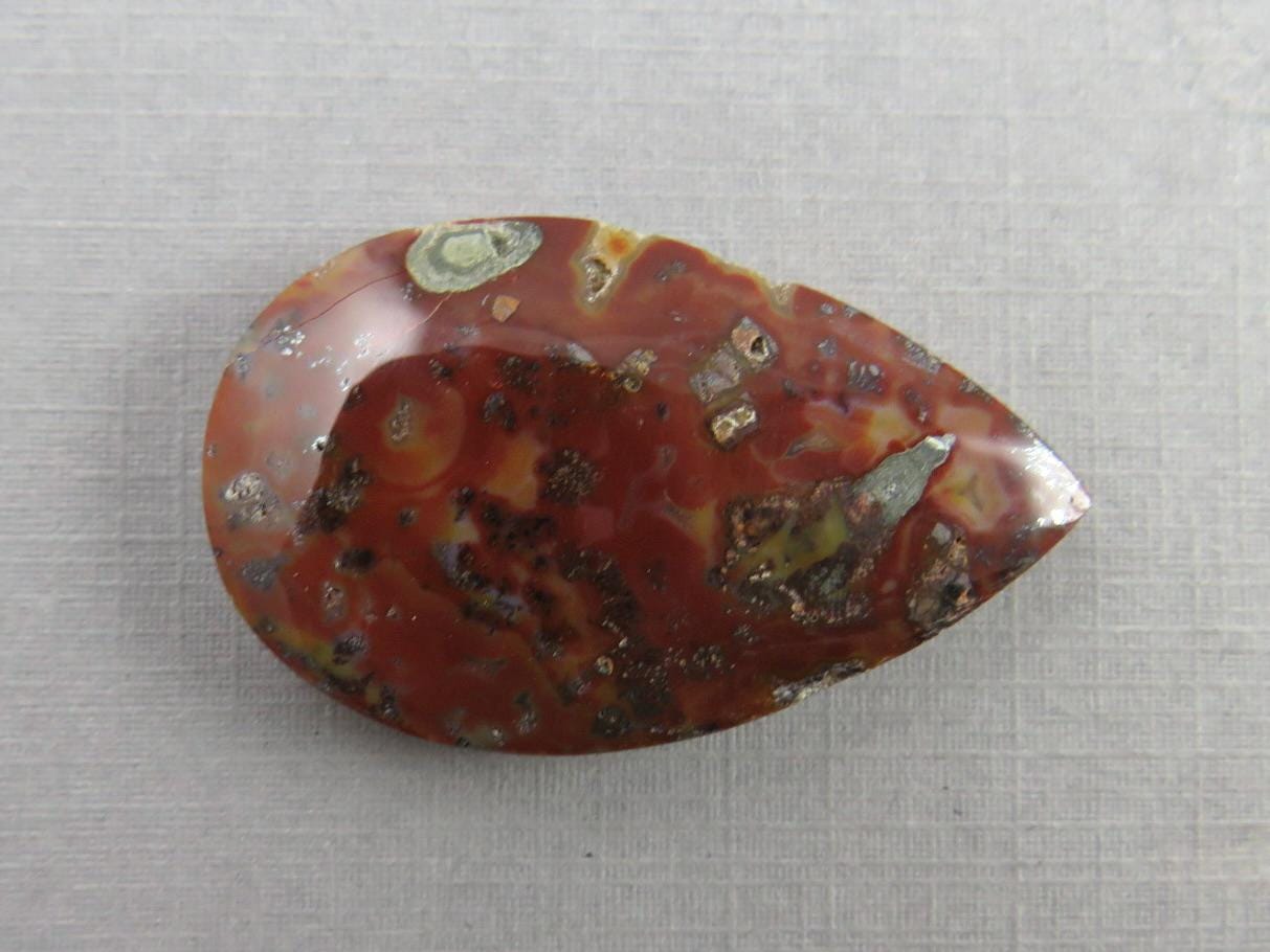 Marcasite in Quartz Cabochon | Natural Gemstone | 39x24 mm | QU530 - Marcasite in Quartz - GemEnthusiast