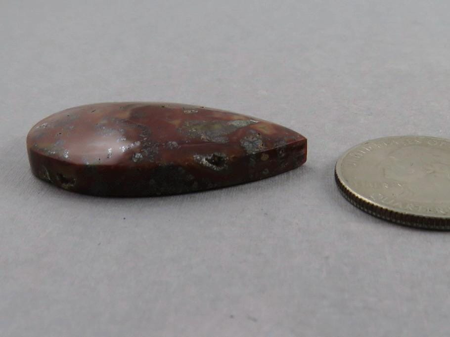 Marcasite in Quartz Cabochon | Natural Gemstone | 39x24 mm | QU530 - Marcasite in Quartz - GemEnthusiast