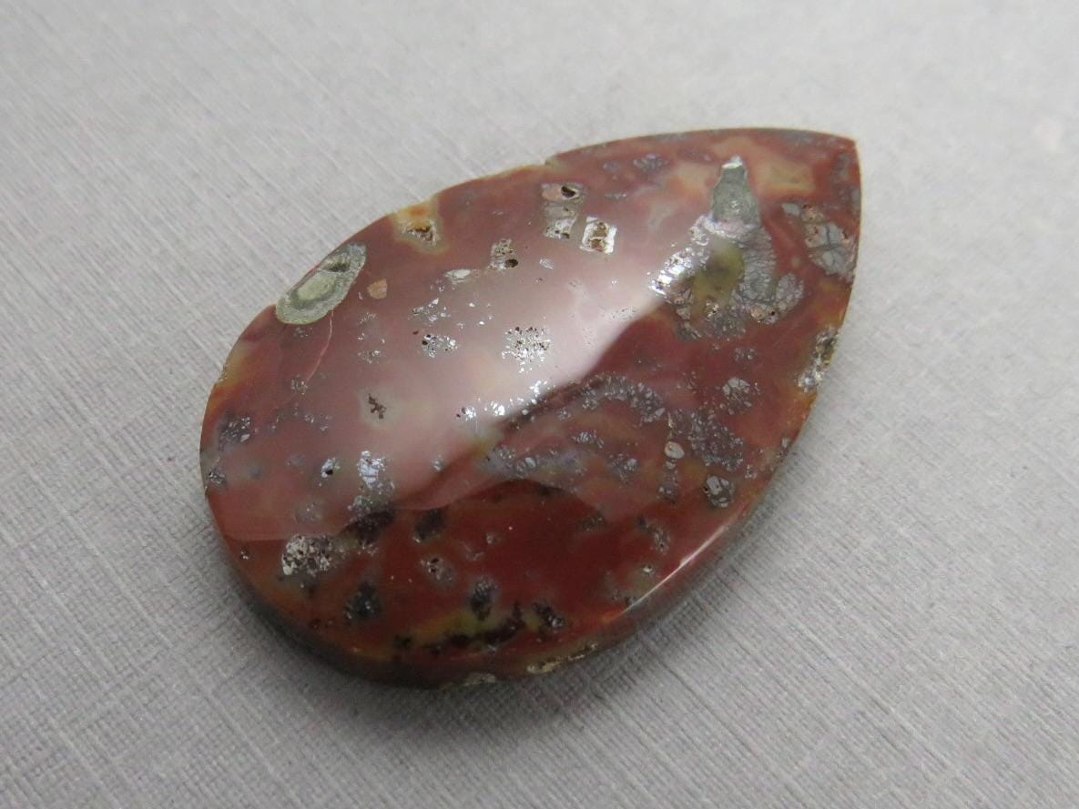 Marcasite in Quartz Cabochon | Natural Gemstone | 39x24 mm | QU530 - Marcasite in Quartz - GemEnthusiast