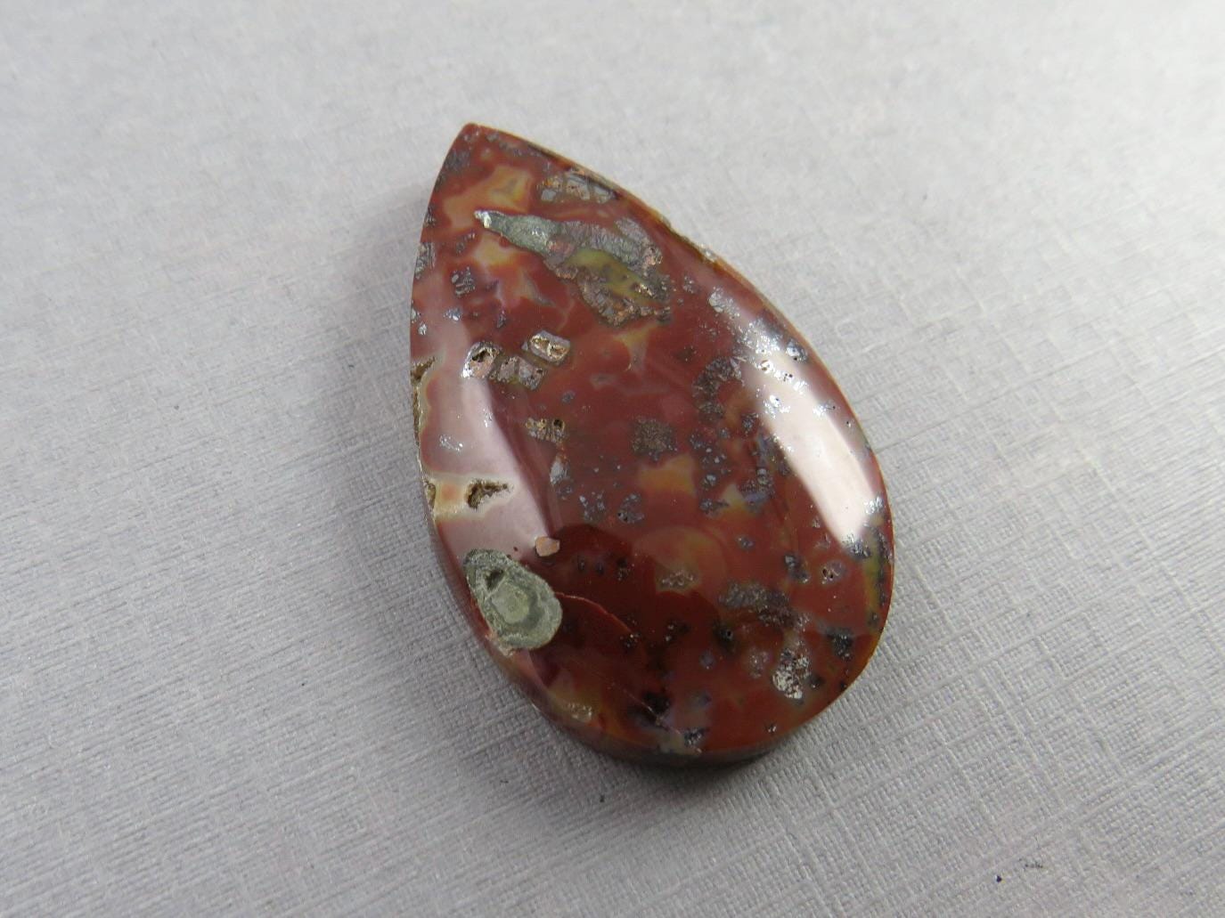 Marcasite in Quartz Cabochon | Natural Gemstone | 39x24 mm | QU530 - Marcasite in Quartz - GemEnthusiast