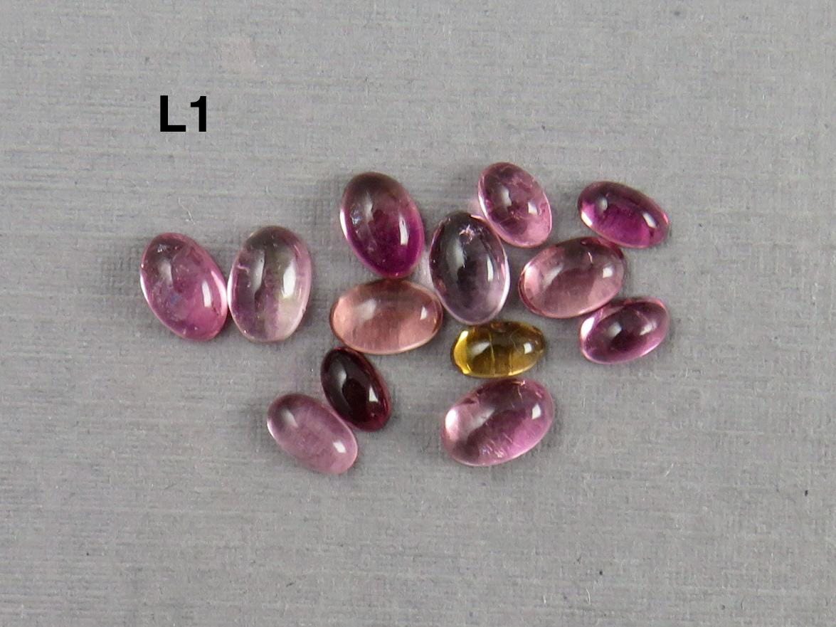 Pink Tourmaline Oval Cabochons | 5x3 and 6x4 mm | TO450 - Tourmaline - GemEnthusiast