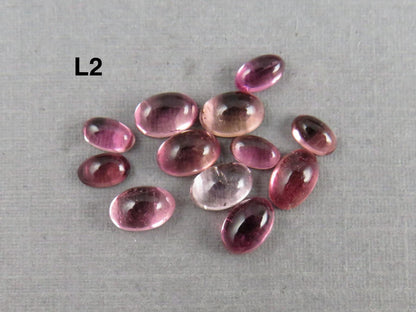 Pink Tourmaline Oval Cabochons | 5x3 and 6x4 mm | TO450 - Tourmaline - GemEnthusiast