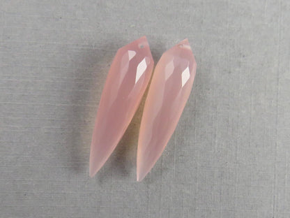 Pink Chalcedony Drops: Pair of Matched Beads B108 - Chalcedony - GemEnthusiast