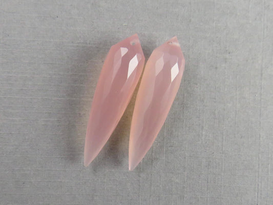 Pink Chalcedony Drops: Pair of Matched Beads B108 - Chalcedony - GemEnthusiast