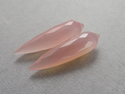 Pink Chalcedony Drops: Pair of Matched Beads B108 - Chalcedony - GemEnthusiast