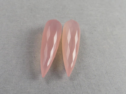 Pink Chalcedony Drops: Pair of Matched Beads B108 - Chalcedony - GemEnthusiast