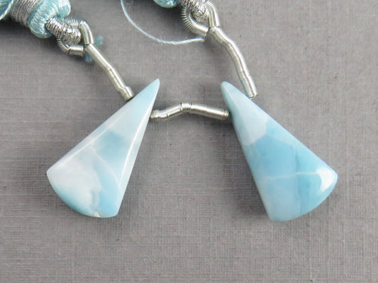 Larimar Bead Pair | Matched Pair | Natural Gemstone | B107