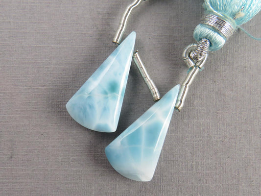 Larimar Bead Pair | Matched Pair | Natural Gemstone | B107