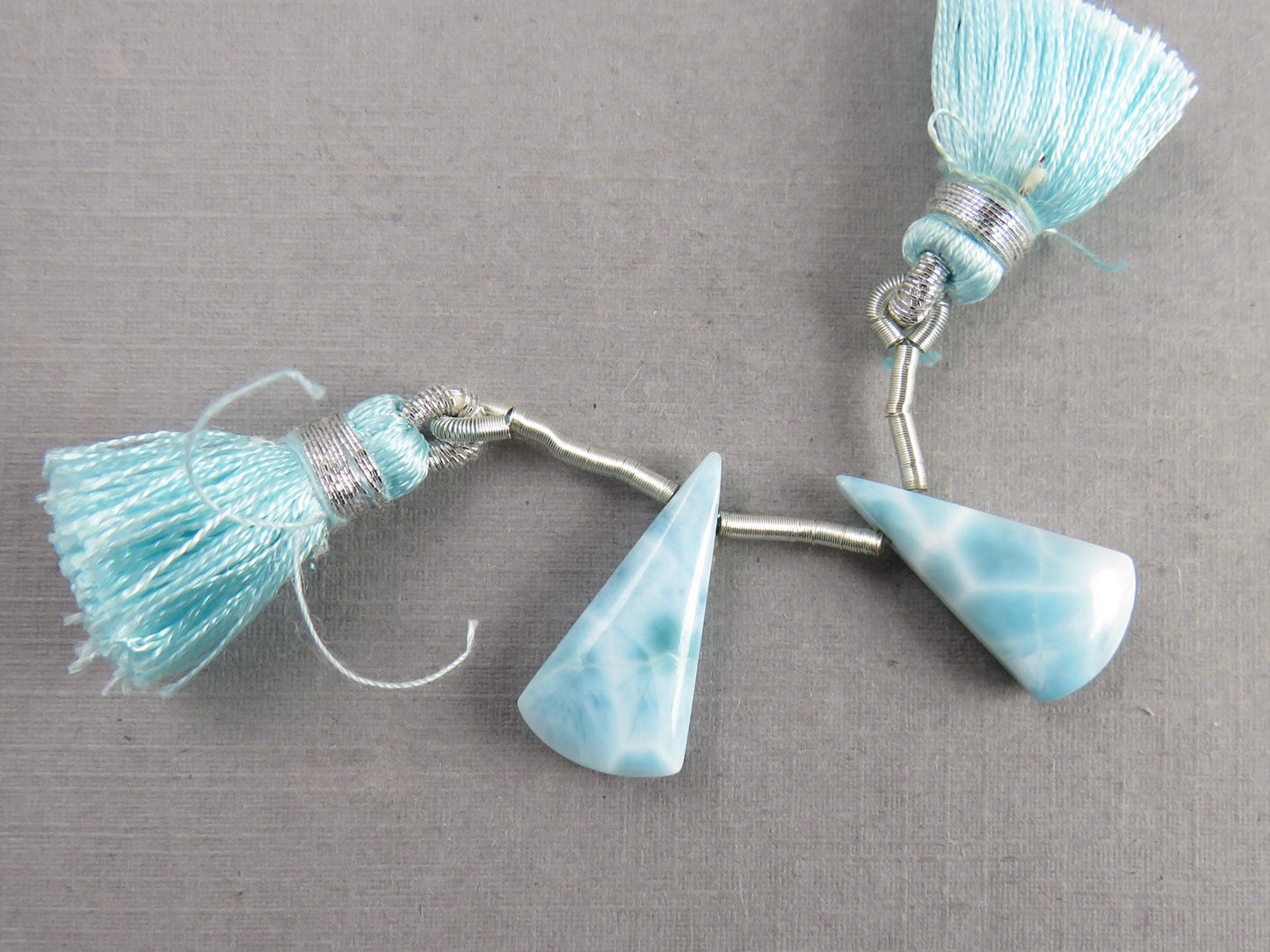 Larimar Bead Pair | Matched Pair | Natural Gemstone | B107 - Larimar - GemEnthusiast