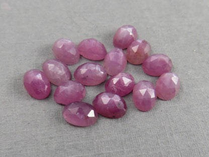 6x4 Ruby with Sheen Lot | Oval Rose Cut Cabochons | 15 Gemstones | RUS250 - Ruby - GemEnthusiast