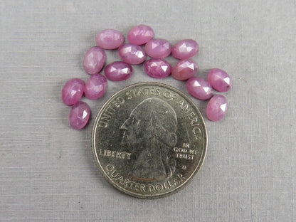 6x4 Ruby with Sheen Lot | Oval Rose Cut Cabochons | 15 Gemstones | RUS250 - Ruby - GemEnthusiast