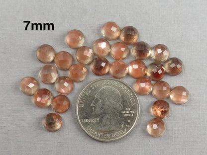 Oregon Sunstones Rose cut Round Cabochons | 6mm 7mm 8mm | Mined in the USA - Oregon Sunstone - GemEnthusiast