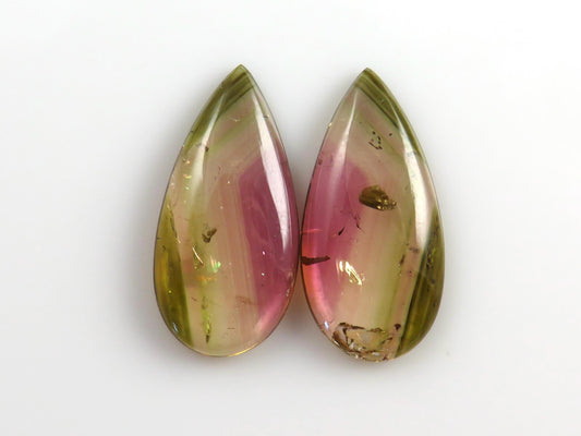 Watermelon Tourmaline Cabochon Pair | Natural Gemstones | 21x10 mm | 13.6 cts | TO568 - Watermelon Tourmaline - GemEnthusiast