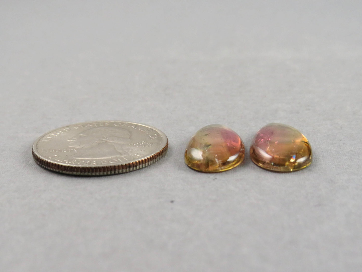 Watermelon Tourmaline Cabochon Pair | Natural Gemstones | 21x10 mm | 13.6 cts | TO568 - Watermelon Tourmaline - GemEnthusiast