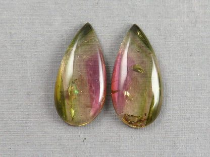 Watermelon Tourmaline Cabochon Pair | Natural Gemstones | 21x10 mm | 13.6 cts | TO568 - Watermelon Tourmaline - GemEnthusiast