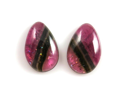 Multi-Color Tourmaline Cabochon Pair | Natural Gemstones | 15x10 mm | 9.8 cts | TO565 - Tourmaline - GemEnthusiast