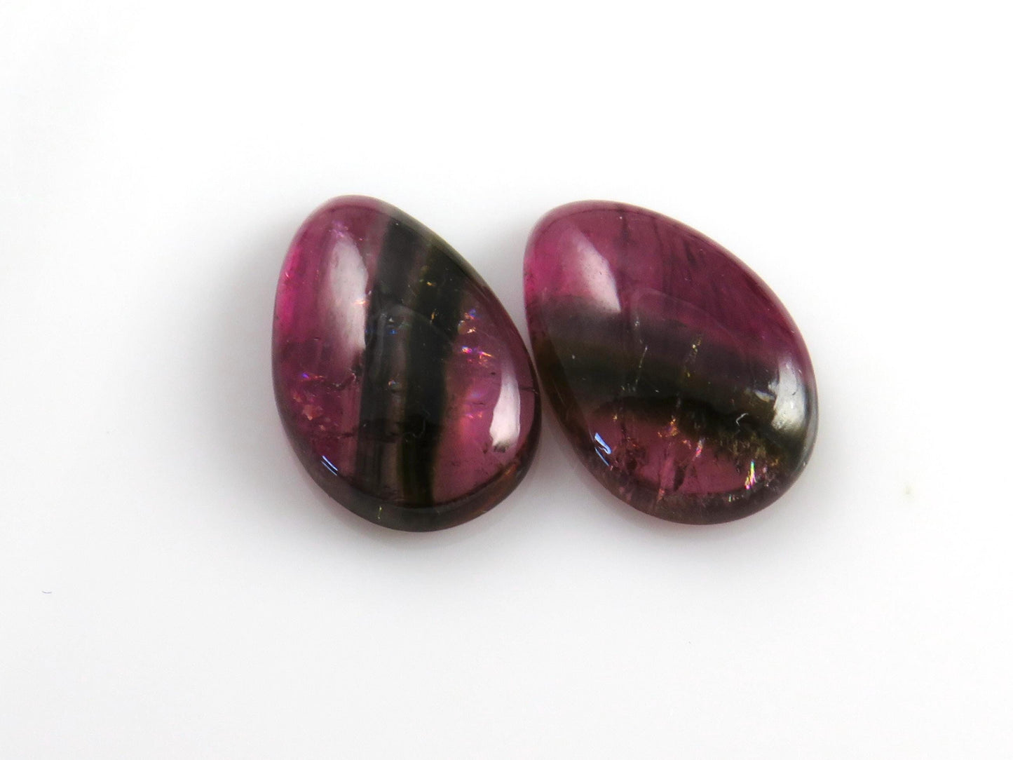 Multi-Color Tourmaline Cabochon Pair | Natural Gemstones | 15x10 mm | 9.8 cts | TO565 - Tourmaline - GemEnthusiast