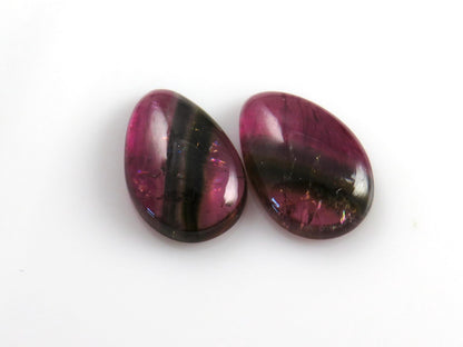 Multi-Color Tourmaline Cabochon Pair | Natural Gemstones | 15x10 mm | 9.8 cts | TO565 - Tourmaline - GemEnthusiast