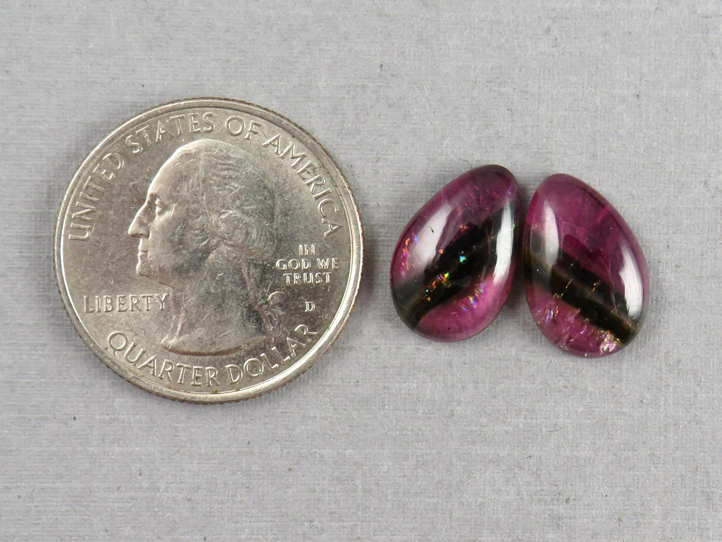 Multi-Color Tourmaline Cabochon Pair | Natural Gemstones | 15x10 mm | 9.8 cts | TO565 - Tourmaline - GemEnthusiast