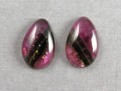 Multi-Color Tourmaline Cabochon Pair | Natural Gemstones | 15x10 mm | 9.8 cts | TO565 - Tourmaline - GemEnthusiast