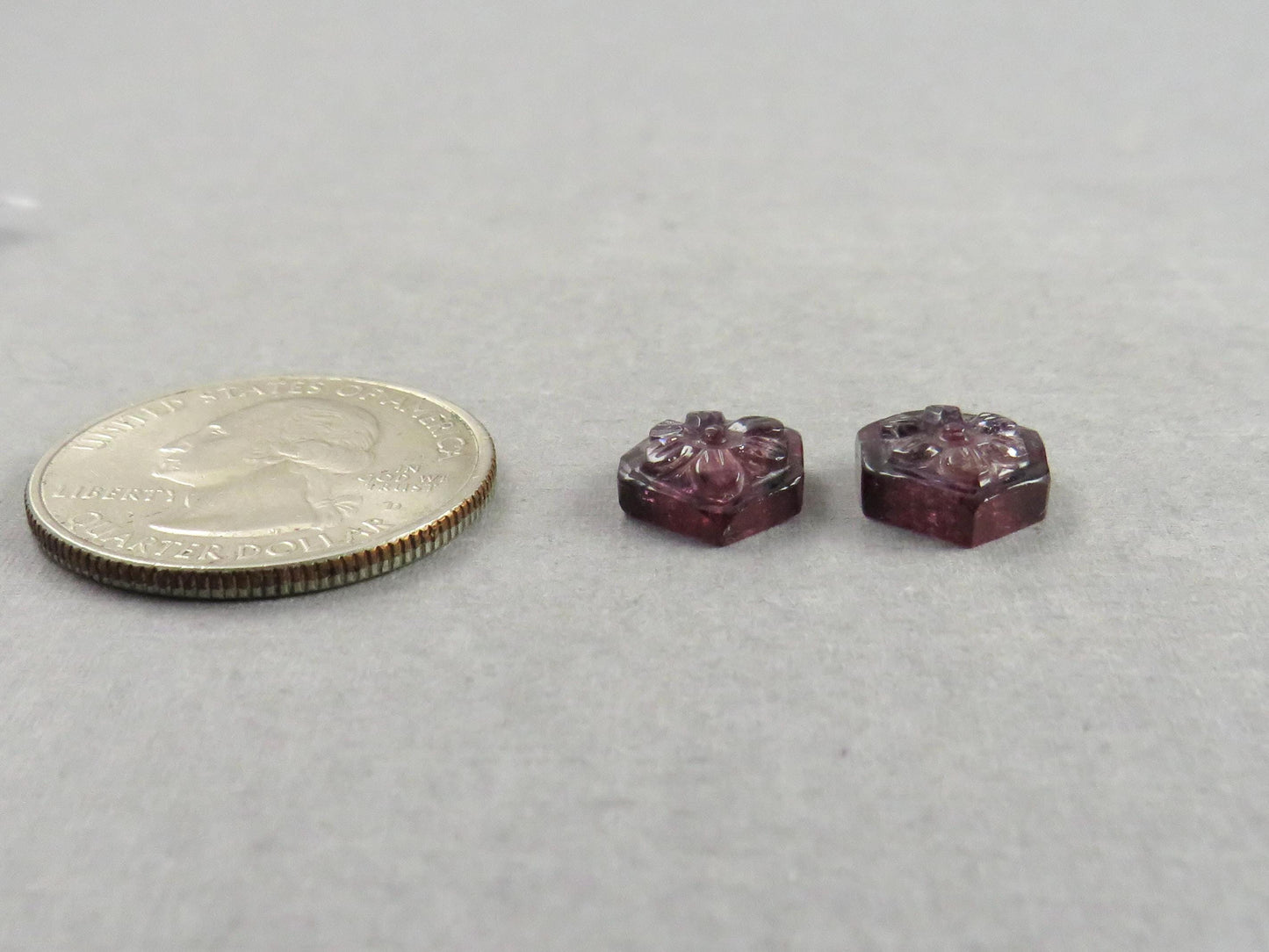 Flower Tourmaline Carving Pair | Natural Pink Gemstones | 11x10 mm | 7.2 carats | TO567 - Tourmaline - GemEnthusiast