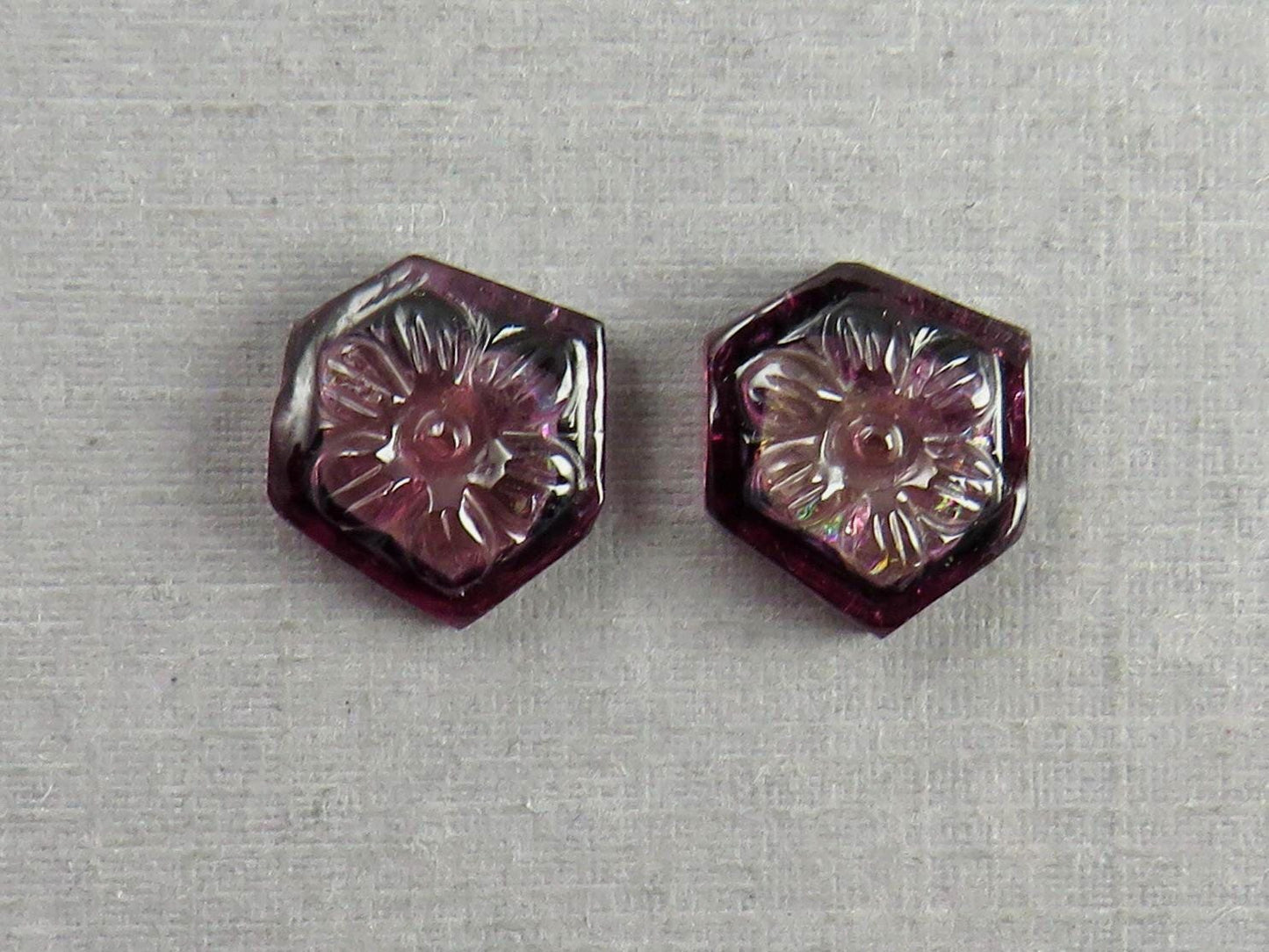 Flower Tourmaline Carving Pair | Natural Pink Gemstones | 11x10 mm | 7.2 carats | TO567 - Tourmaline - GemEnthusiast