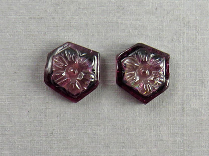 Flower Tourmaline Carving Pair | Natural Pink Gemstones | 11x10 mm | 7.2 carats | TO567 - Tourmaline - GemEnthusiast
