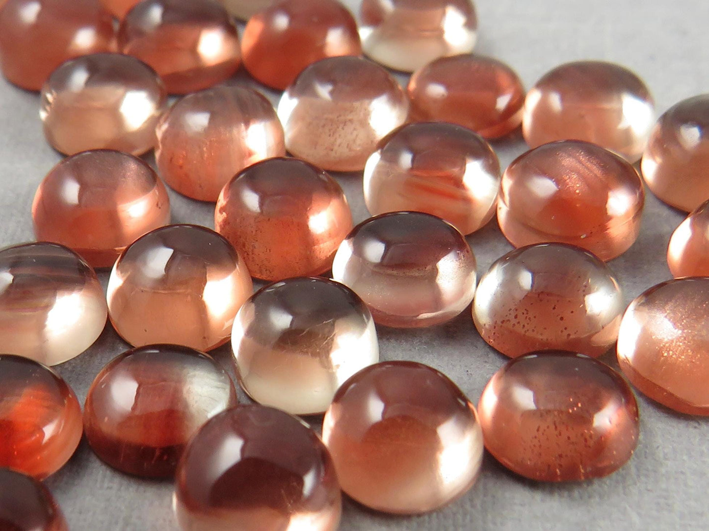 6mm Red Oregon Sunstones Round Cabochons | Per Stone - Oregon Sunstone - GemEnthusiast
