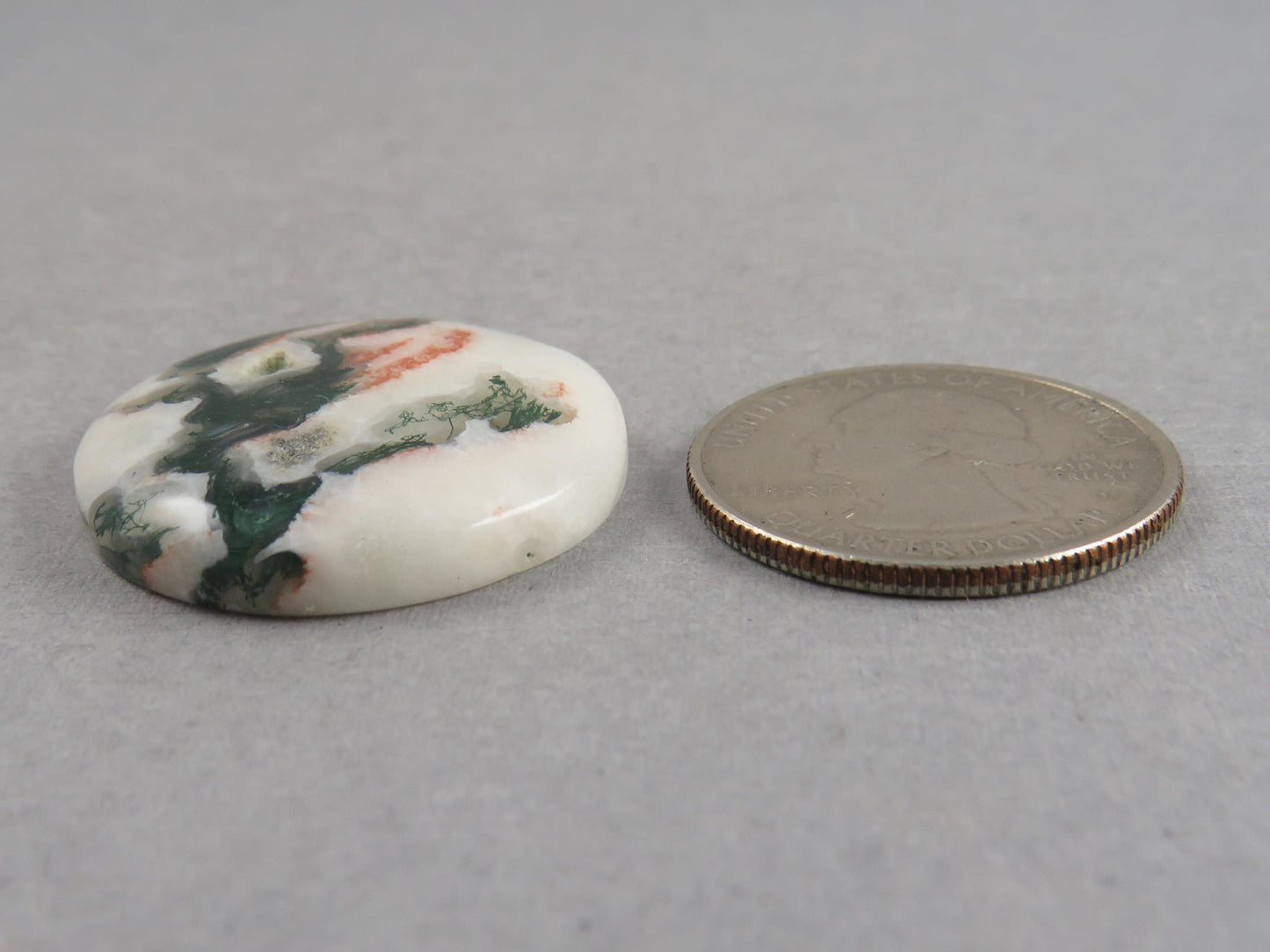 Moss Agate | 28x27 mm | Natural Round Cabochon Gemstone | AG325 - Moss Agate, Chalcedony - GemEnthusiast