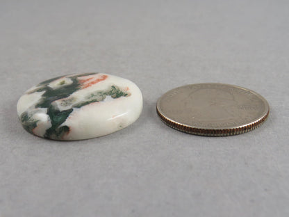 Moss Agate | 28x27 mm | Natural Round Cabochon Gemstone | AG325 - Moss Agate, Chalcedony - GemEnthusiast