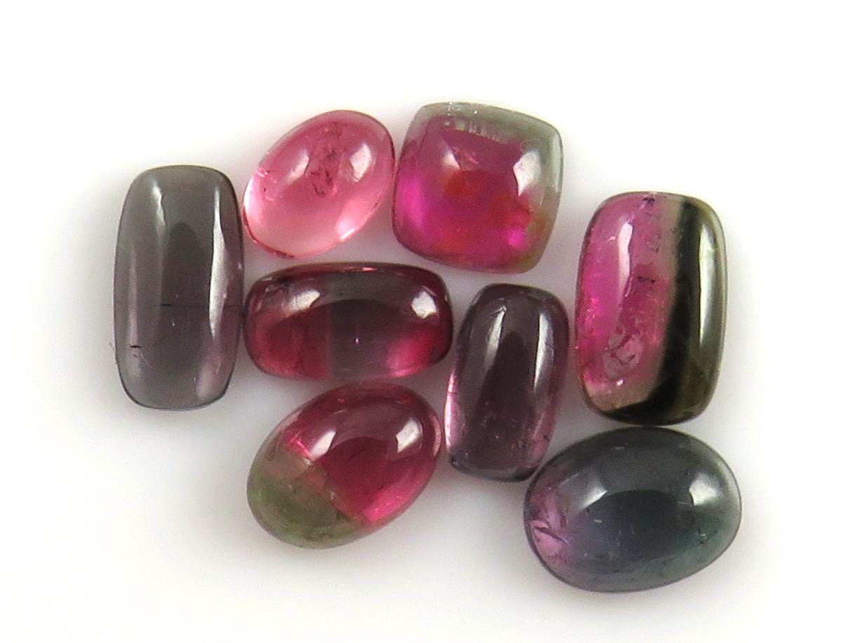 Bicolor Tourmaline Cabochon Lot | Loose Natural Gemstone | 6.5 carats | 6-8mm | TO561 - Tourmaline - GemEnthusiast
