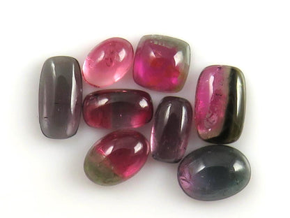 Bicolor Tourmaline Cabochon Lot | Loose Natural Gemstone | 6.5 carats | 6-8mm | TO561 - Tourmaline - GemEnthusiast